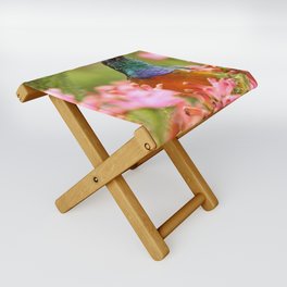 South Africa Photography - Colorful Bird Among  Colorful Flowers Folding Stool
