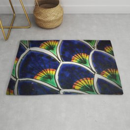 HAND PAINTED PEACOCK FEATHERS Rug