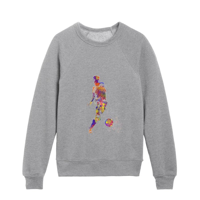 Male soccer player in watercolor Kids Crewneck