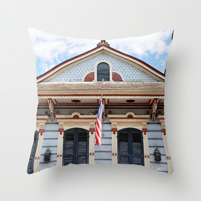 New Orleans American Creole Cottage Throw Pillow