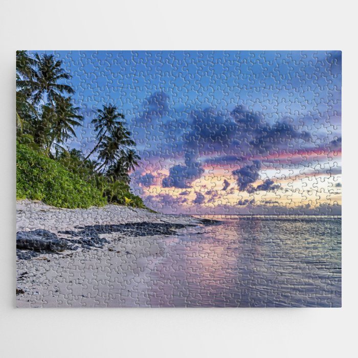 Tropical Beach Sunset Jigsaw Puzzle