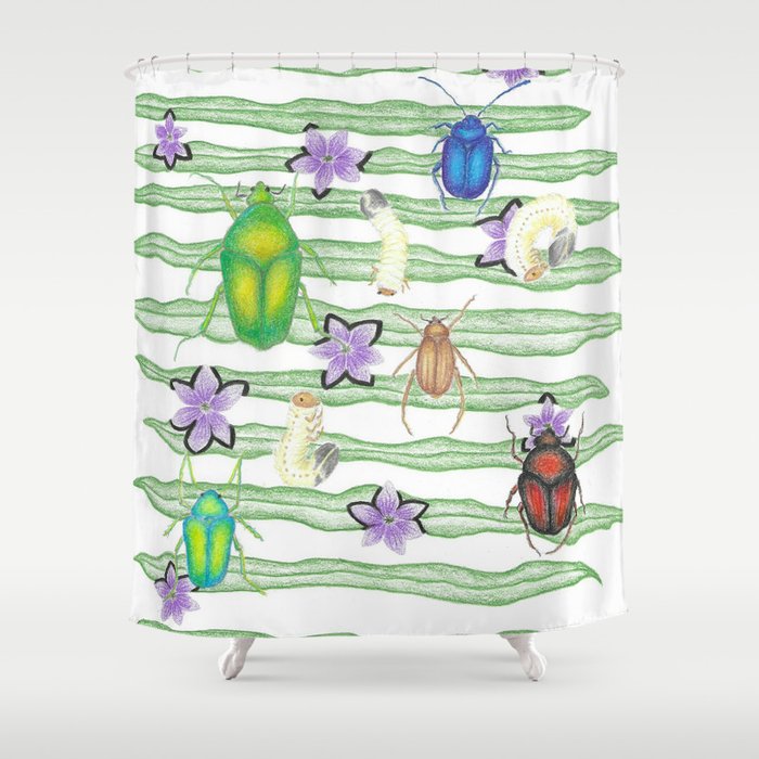 Beetles and Babies Shower Curtain