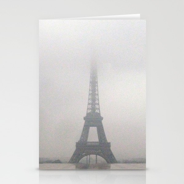 Eiffel Tower in Rain and Fog Stationery Cards