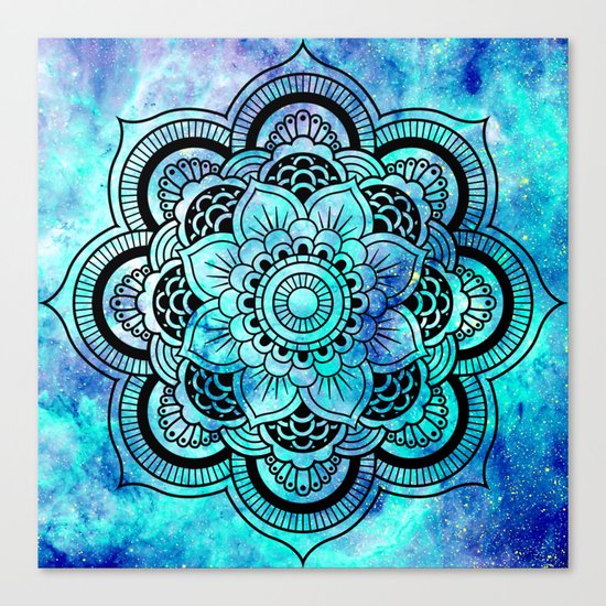 Galaxy Mandala Aqua Indigo Canvas Print