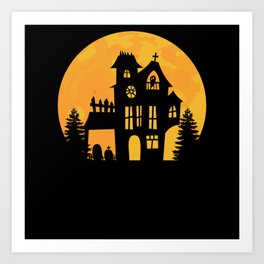 Halloween House Art Print | Spooky, Creepy, Film, Ghost, Movie, Haunted Mansion, Cute, Vintage, Scary, Halloween 