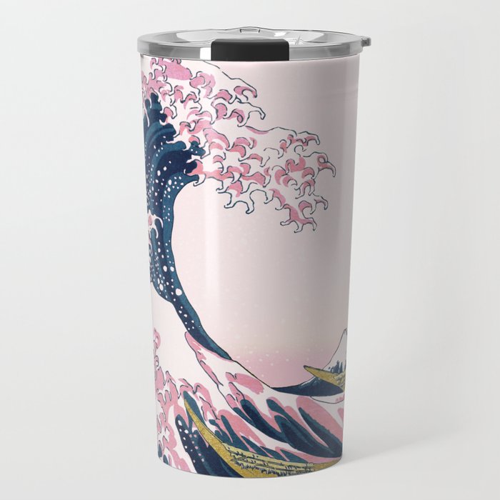 The Great Pink Wave off Kanagawa Travel Mug
