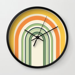 Abstract and Colorful Line Art | Colorful Arches | Yellow, Orange, Green Wall Clock