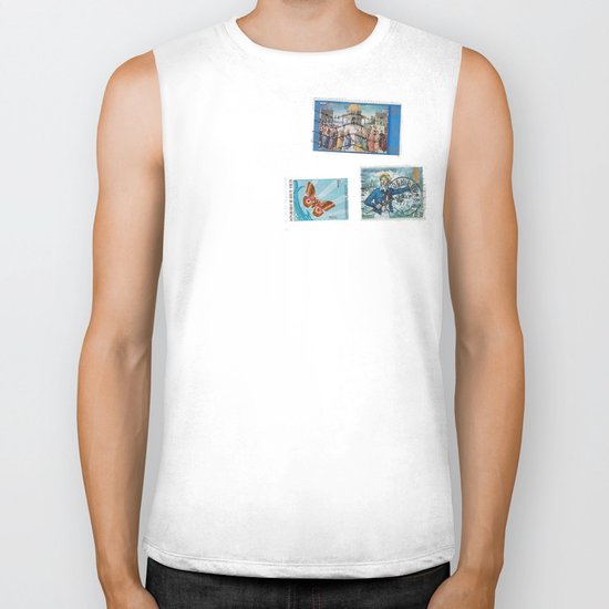 Postage Bleu Biker Tank