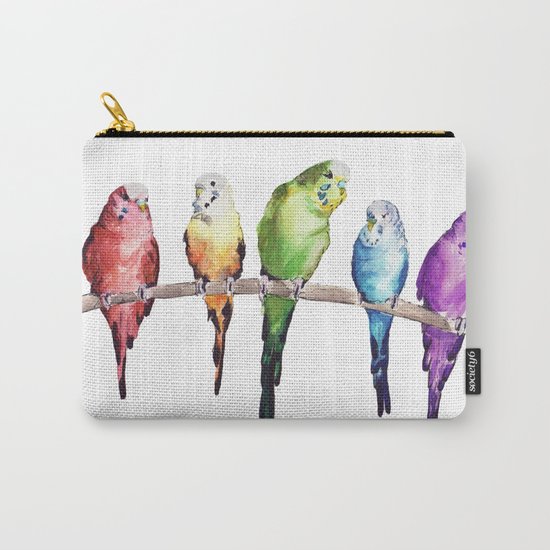 Rainbow Budgie birds Carry-All Pouch