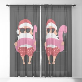 Funny Santa Christmas In July Pool Party Sheer Curtain