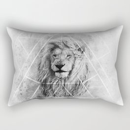 Sacred Majestic Black and White Lion Spirit Animal Art Print Rectangular Pillow