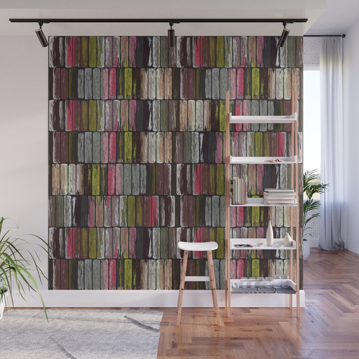 Colored Weathered Wood Board Panel Wall Mural By Textures Society6