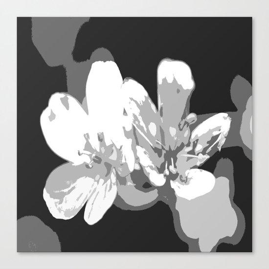 Retro Flowers in Black and White Canvas Print