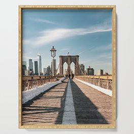 Brooklyn Bridge and Lower Manhattan Skyline | Travel Photography Serving Tray