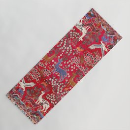 Floral Persian Rug Print With Birds And Animals Yoga Mat