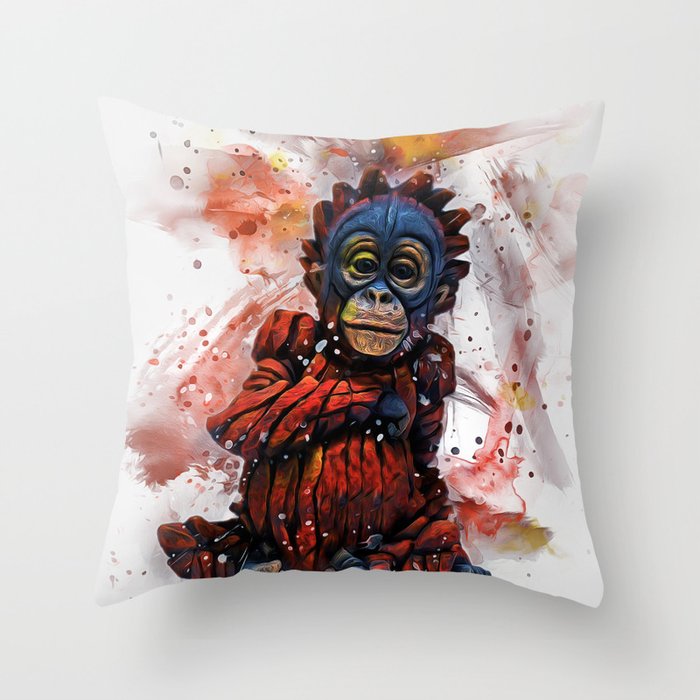 Orangutan Art Throw Pillow
