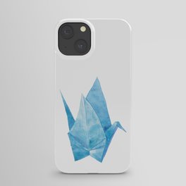 Blue Origami Paper Crane (watercolour) iPhone Case