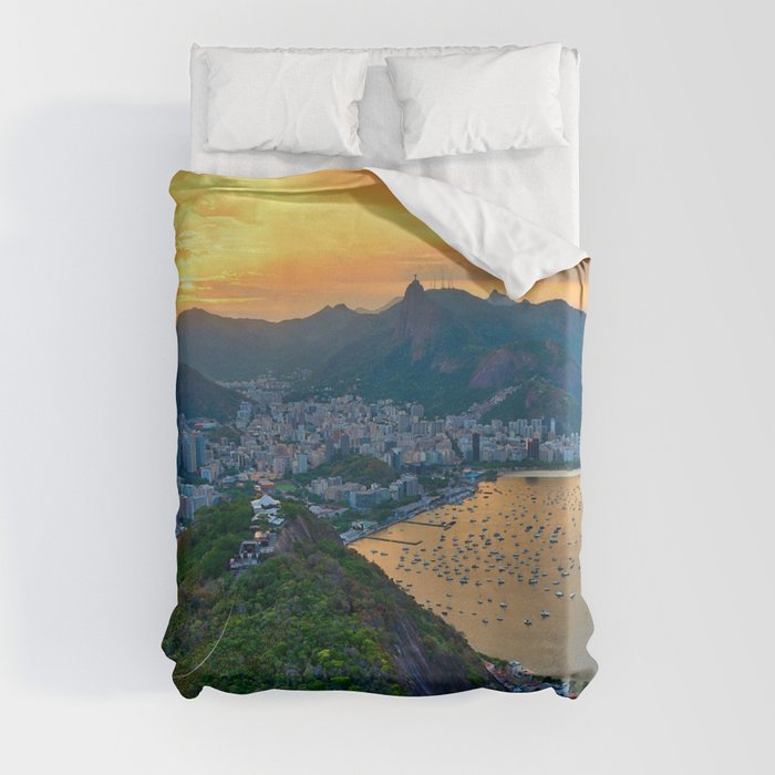 Brazil Photography - Beautiful Sunset Over Rio De Janeiro Duvet Cover