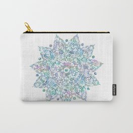 Mermaid Dreams Mandala on White Carry-All Pouch | Mermaids, Graphicdesign, Ocean, Typography, Abstract, Painting, Digital, Color, Turquoise, Illustration 