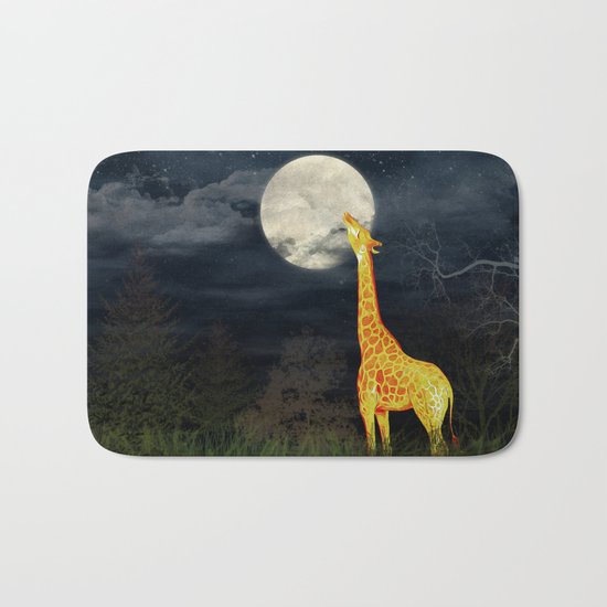 What the moon tastes like? (Giraffe and Moon) Bath Mat