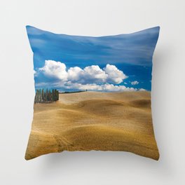 Hills of Tuscany, Italy with clouds and strand of stone pines color landscape photograph / photography for home and wall decor Throw Pillow