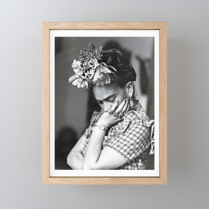 Frida Print Frida Kahlo Print Black & White Photography Artist Fashion Framed Mini Art Print