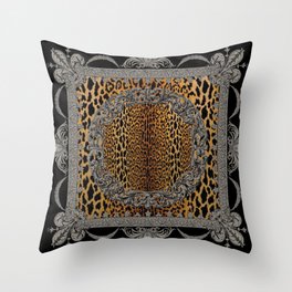 Baroque Leopard Scarf Throw Pillow