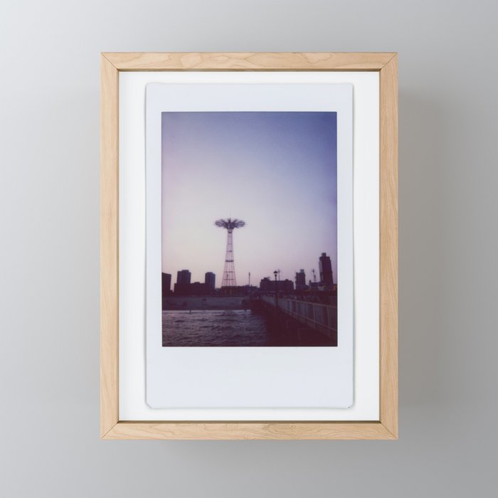 Coney Island Sunset, Brooklyn, New York | Instant Film Photography (Without Handwriting) Framed Mini Art Print