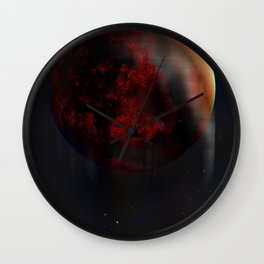 Red Glitch Planet Wall Clock