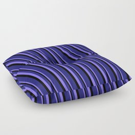 [ Thumbnail: Medium Slate Blue, Black, and Midnight Blue Colored Stripes Pattern Floor Pillow ]
