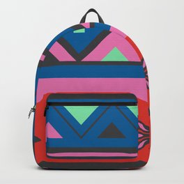Geometric pattern seamless colorful fuxia pink green blue black flower Backpack