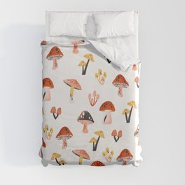 Mini Mushrooms Duvet Cover | Magic, Mushrooms, Mini, Garden, Digital, Cute, Mushroom, Drawing, Fall, Vegetarian 