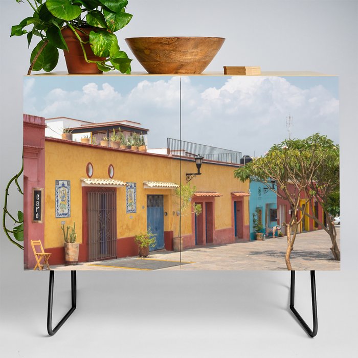Mexico Photography - Colorful Buildings Connected To Each Other Credenza