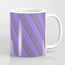 [ Thumbnail: Dim Gray & Purple Colored Stripes/Lines Pattern Coffee Mug ]