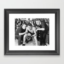 Boxer in corner with trainers Framed Art Print