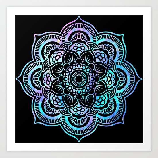 Mandala Pink Lavender Aqua galaxy space Art Print