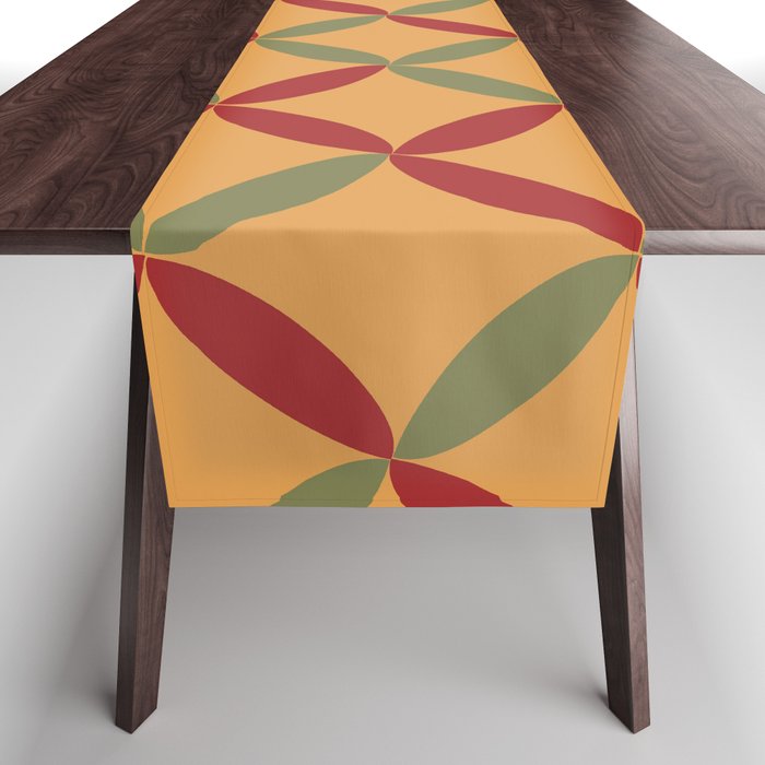 Retro mid century colorful flower of life 6 Table Runner