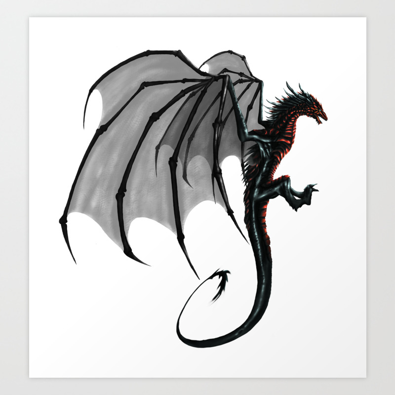 Black And Red Dragon Art Print By Clairmatin Society6