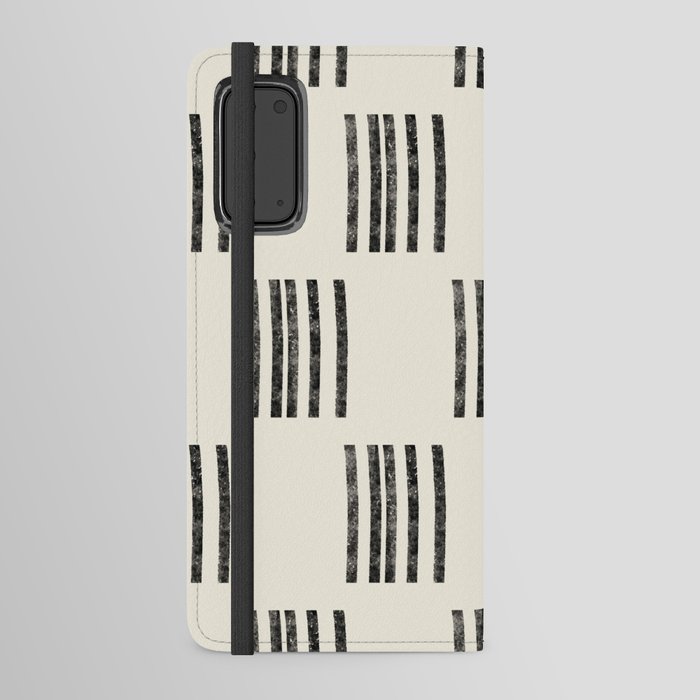Neutral Black and White Stripe Mudcloth Android Wallet Case
