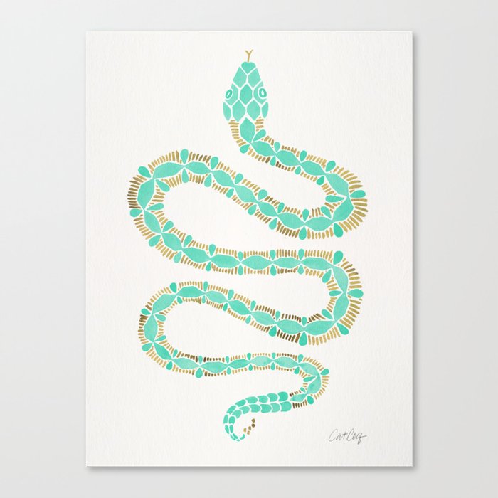 Mint & Gold Serpent Canvas Print
