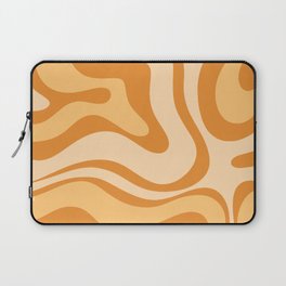 Modern Retro Liquid Swirl Abstract Pattern Square in Apricot Orange Ochre Laptop Sleeve