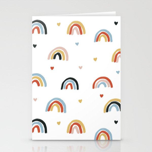 Happy colorful rainbow pattern Stationery Cards