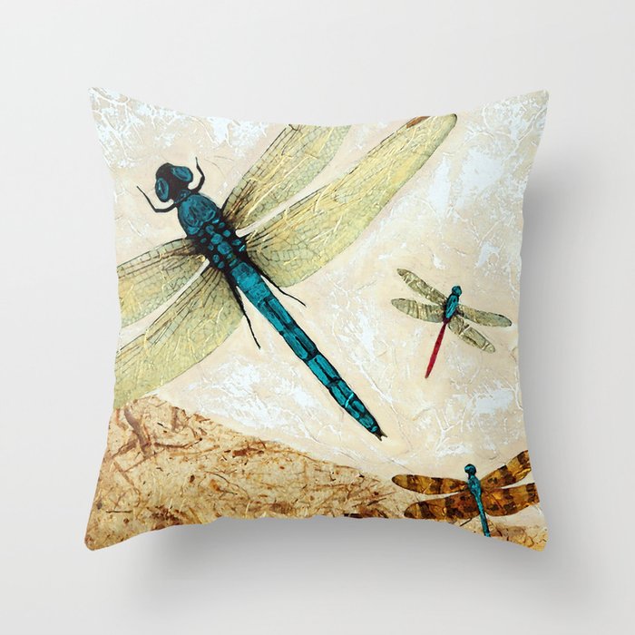 Zen Flight - Dragonfly Art By Sharon Cummings Throw Pillow