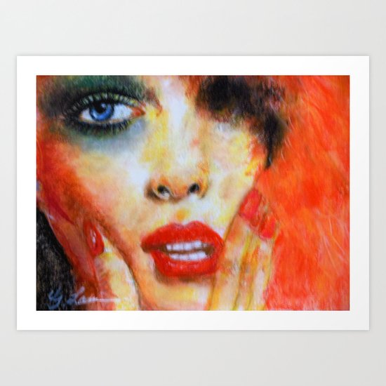 Title: Pastel Portrait - Orange Passion Art Print