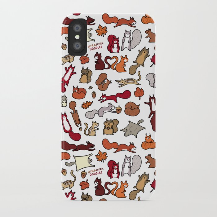 squirrels in fall doodle iphone case