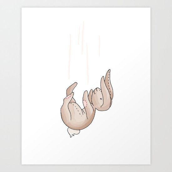 Falling Bunny 4 - Series, Nursery Print Art Print
