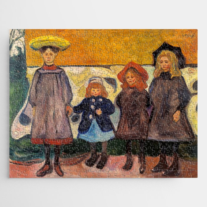 Edvard Munch - Four Girls in Asgardstrand Jigsaw Puzzle