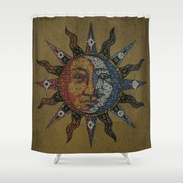 Vintage Celestial Mosaic Sun & Moon Shower Curtain