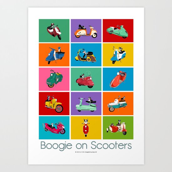Boogie On Scooters Art Print