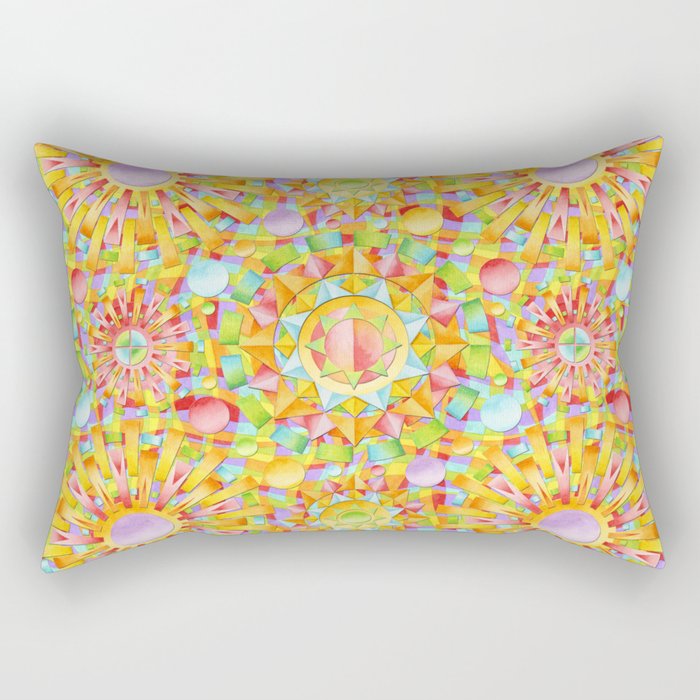 Circus Rainbow Mandala Rectangular Pillow